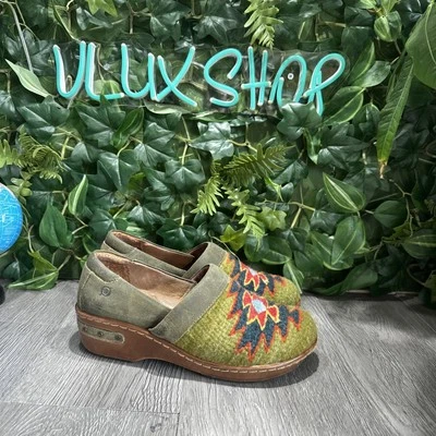 Zapatos Born Bandy Mula Cuero Azteca Lana Bordados Boho Western Y2k Talla 7 Raros Foto 1 de 4