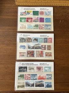 Lote de 3 conjuntos de estampillas Noruega MNH de los años 70 serie de recuerdos arte internacional naturaleza original - Imagen 1 de 5