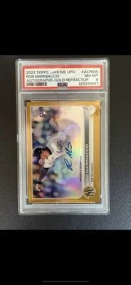 2022 Topps Chrome Ron Marinaccio Gold Refractor Auto /50 AC-RMA Yankees PSA 8 - Image 1 of 2