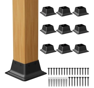 SPACEEUP 4x4 Post Base Cover Black Steel Deck Brackets 10PCS 3.6"x3.6" Heavy Dut - Picture 1 of 7