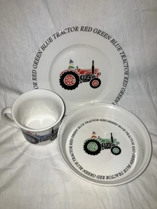 Queens China Red Blue Green Tractor 3 Piece Children’s Set Kids Plate Bowl Mug - Picture 1 of 8
