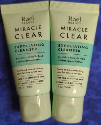 2 x Rael Beauty Miracle Clear Exfoliating Cleanser 1 oz each travel size - Image 1 of 2
