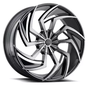 22 inch 22x9 PRIVE LUX BK PL3 Gloss Carbon Black wheels rims 5x120 +38 - Picture 1 of 1