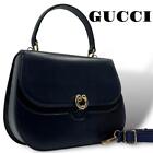 GUCCI 2way handbag shoulder horseshoe leather navy blue beautiful item For Women