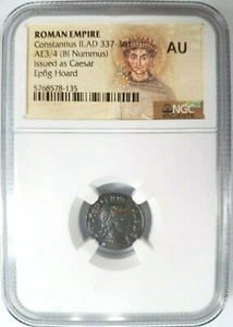 Constantius II Roman Empire BI Nummus AE3/4 NGC AU Ancient Epfig Hoard Pedigree - Picture 1 of 11