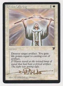 Gold Signed Divine Offering LP Legends Artist Jeff A. Menges 1994 WOTC MTG Magic - Picture 1 of 2