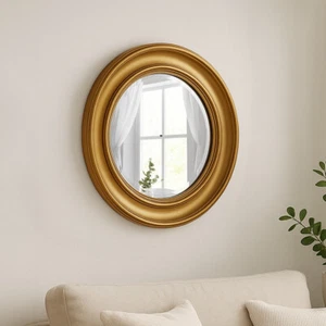 Mirror Large Round Wall Antique Vintage Gold Frame Home Decor Retro Mirror 68cm - Picture 1 of 4