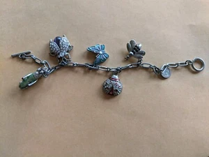 Beautiful Vivacious Insect Charm Jeweled Tone LC 1976 Branded Bracelet 7 1/2" - Picture 1 of 9
