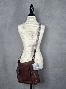 B Makowsky Cuero Suave Marrón Hombro/Bolso Rosetón Tachuelas Herrajes Nuevo con Etiquetas - Imagen 1 de 23