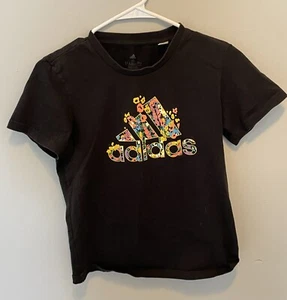Womens Adidas Floral Badge of Sport T Shirt Logo Size XS - Picture 1 of 4