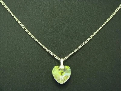 925 Collana IN Argento Sterling & Cuore Ciondolo Con Vetro / Liebe / Vero / - Immagine 1 di 4