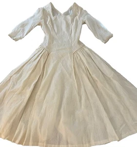 Vestido Vintage Años 50 Hecho a Mano Marfil Encaje Superpuesto Cupcake Fit & Flare Boda - Imagen 1 de 17