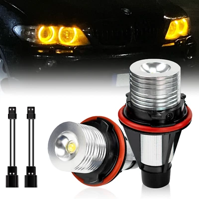 2X Angel Eyes Halo LED Amber Yellow Light Bulbs For BMW E39 E60 E61 E64 E83 E53 - Image 1 of 4
