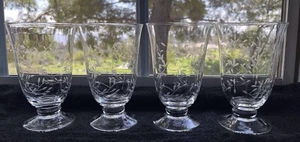 Set of 4 Vintage Lennox Heather Clear And Cut Etched Glasses Tumblers 15 oz - Picture 1 of 10