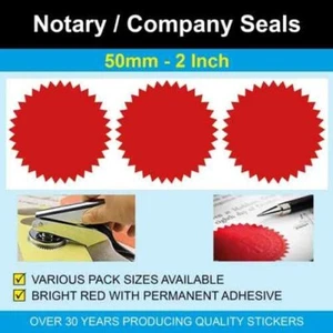 Professional Red 50mm (2 Inch) Notary Seals (Stickers / Labels) - Imagen 1 de 5