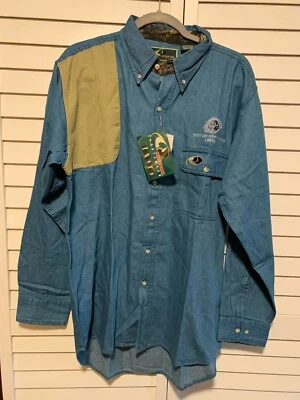 MOSSY OAK Shooters Shirt Mens SZ Large Denim Hunting Long Sleeve New With Tags - Image 1 of 4