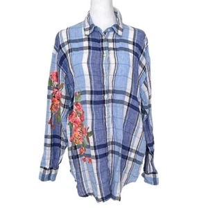 Lauren Ralph Lauren Damen Hemd blau geblümt kariert 100% Leinen Black Label Gr. L - Bild 1 von 21