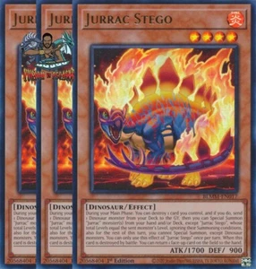 Yugioh! 3x Jurrac Stego BLMM-EN017 ultra raro primera edición casi nuevo - Imagen 1 de 1