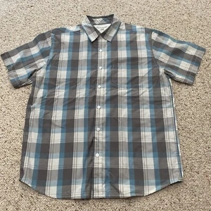 Horny Toad Men’s Blue Plaid Short Sleeve Button Shirt Size Medium Organic Cotton - Picture 1 of 8