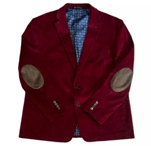 Blazer Lauren Ralph Lauren Para Hombres Borgoña 2 Botones Pana Codo Parche Talla 44L - Imagen 1 de 6
