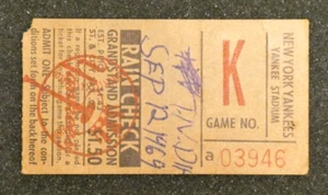 Thurman Munson 1969 Rookie Year Game Ticket - Picture 1 of 2