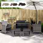 Garden Dining Set Outdoor Table Set with Cushions 6 Piece Poly Rattan vidaXL