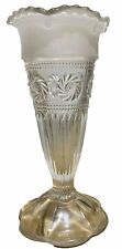 Art Deco Clear & Frosted Glass Footed Vase Used