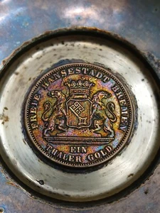 Silver Tray with Germany Bremen 1871 Victory Silver Thaler - KM# 248 Nice Toned - Picture 1 of 9