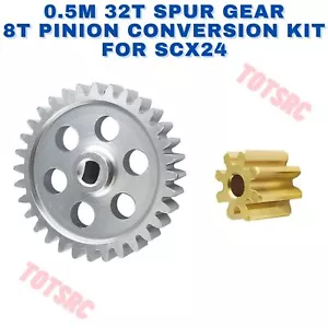 Kit conversione pignone 8T ingranaggio spur 8T RC Metal 0.5M 32T per 1/24 SCX24 - Foto 1 di 12