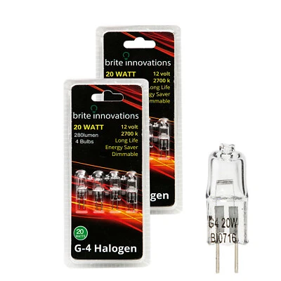 Brite Innovations G4 Halogen Bulb, 20 Watt,12Volt Q20, CL,T3 JC Type Dimmable