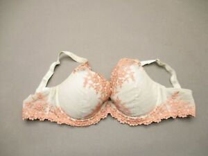 36C Wacoal Women Ivory Embroidered Underwire Lined Convertible Demi Bra 3i