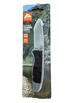 Ozark Trail 6.75" Folding Knife Stainless Steel Blade Aluminum Black Handle - Image 1 of 4