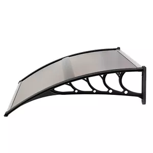 Regenschutz für Türen und Fenster 100 x 96 cm Traufe braun Brett schwarz Halter - Bild 1 von 12