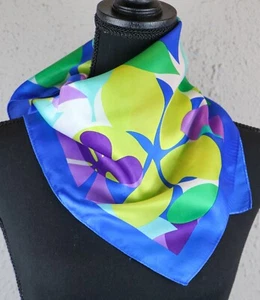 Echo Women's Scarf Ascot Tie Bow 100% Silk 21 x 21 Flower Power Spring Pin Hole - Picture 1 of 4