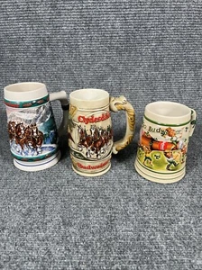 Vintage 1983 Anheuser-Busch Budweiser Clydesdales Holiday Stein Lot Of 3 - Picture 1 of 9