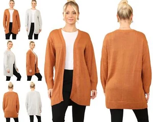 Women Knitted Oversized Open Front Long Sleeve Ladies Long Mini Length Cardigan - Picture 1 of 7