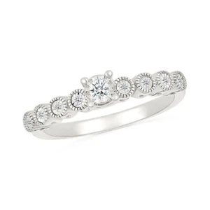 0.10ctw ct Lab Grown Diamond Bezel Set Wedding Band 14k Solid Gold Diamond Ring - Picture 1 of 2