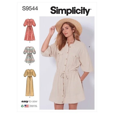 SIMPLICITY 9544 Misses JUMPSUIT & DRESS Sewing Pattern Sizes 6-14 & 16-24 - Image 1 of 4