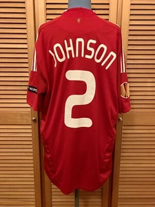 Liverpool 2009-2010 home Europa League Johnson match worn Adidas England shirt - Picture 1 of 9
