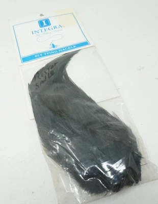 ОКРАШЕННОЕ ЧЕРНОЕ СЕДЛО ПЕТУХА Integra — наращивание волос с завязыванием мух и перьями - Изображение 1 из 4