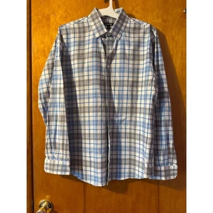 Camicia elegante uomo Express manica lunga a quadri grigio blu bianco grande extra slim - Foto 1 di 5