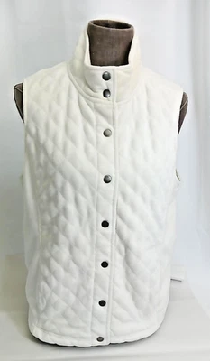 Chaleco acolchado Croft & Barrow blanco roto frontal a presión forrado de lana grande Foto 1 de 4