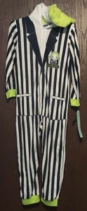 Beetlejuice Striped One Piece Sleeper Flanner Pajamas Medium (8) (D1) - Picture 1 of 6