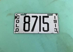 Placa de licencia de porcelana Colorado 1913 #8715 - Imagen 1 de 2