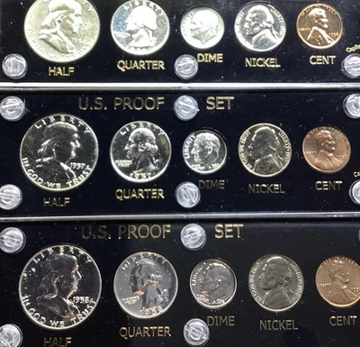 1956, 1957, & 1958 Silver Proof Sets in  Holders- - Image 1 of 2