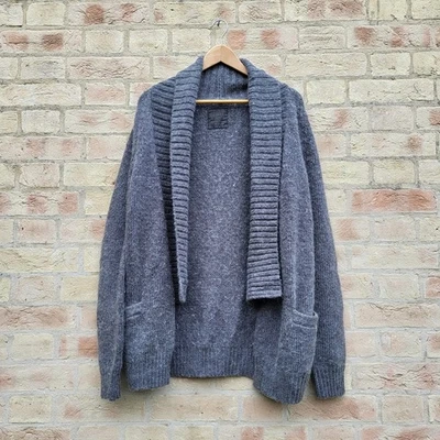 Cárdigan tejido grueso All Saints talla pequeña gris cuello abierto lana alpaca Foto 1 de 4