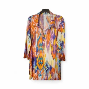 Top túnica mujer con control estampado Ikat multicolor talla 2X (36JC) - Imagen 1 de 8