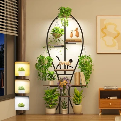 Plant Stand Indoor with Grow Lights Multi-layer Tall Metal Plants Shelf Corner - Image 1 of 4