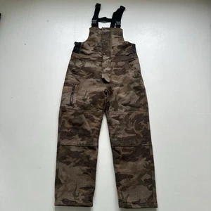 CABELAS Dry-Plus Men's L 100% Wool Lined Waterproof Camo Hunting Bibs *FLAW* RIP - Picture 1 of 12