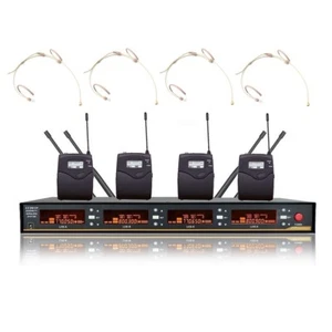 Wireless UHF Microphone System 4 Channel Pro Audio Headset, For Shure Vocal Mic - Picture 1 of 3